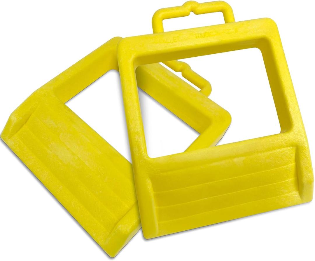 ROBLOCK Pallet Jack Chock Heavy Duty Wheel Chock, Pallet Jack Stopper for Truck 14.2" Length x 11.2" Width x 2" Height (2 Pack,Yellow)