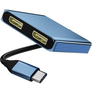 DisplayPort Splitter for Dual Monitors, 4K@60Hz USB C to Dual DisplayPort Splitter Adapter for Extended Display with 2 Displayports/USB3.0/100W PD Fast Charging, Compatible with MacBook/HP/Dell/Lenovo