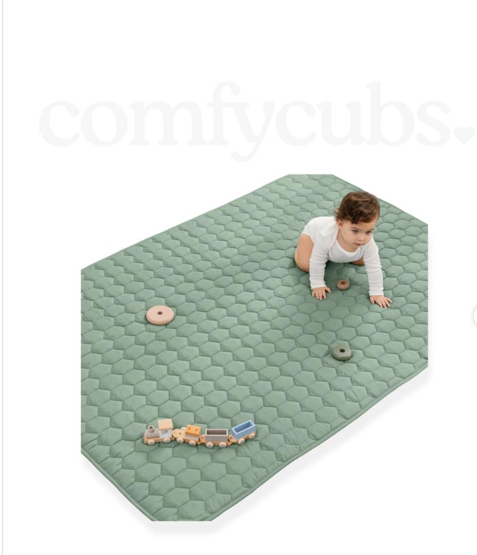 Premium Play Mat - Soft and Comfortable Kids & Toddler Play Mat with Non-Slip Bottom By Comfy Cubs - Fern, Rectangle, 36x60