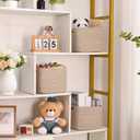 3 Pack Cube Storage Bin, 9x9x7 Cotton Rope Woven Baskets for Organizing Toys Clothes Towels, Square Gift Storage Baskets for Shelves, Nursery, Closet, Bathroom, Pantry (Jute)