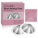 Nisxabebe The Original Silver Nursing Cups-Nipple Shields for Breastfeeding Newborn-Breast Feeding Essentials Must Haves-Nipple Covers to Protect Nursing Nipples,Trilaminate 999 Silver,Regular Size (Standard Size+Silicone Rings)