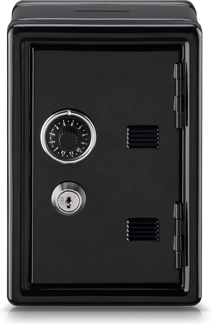 Younion Money Safe and Cash Lock Box, Mini Size Security Safe Box for Money Jewelry and valuables, 4.6"x 4.2"x 6.9" Black