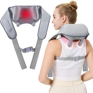 4D Wireless Deep Tissue Kneading Neck Massager with Heating Function, Shiatsu and Shoulder Massage Pillow,Back and Leg Pain Relief, Body Muscle Pain Relief