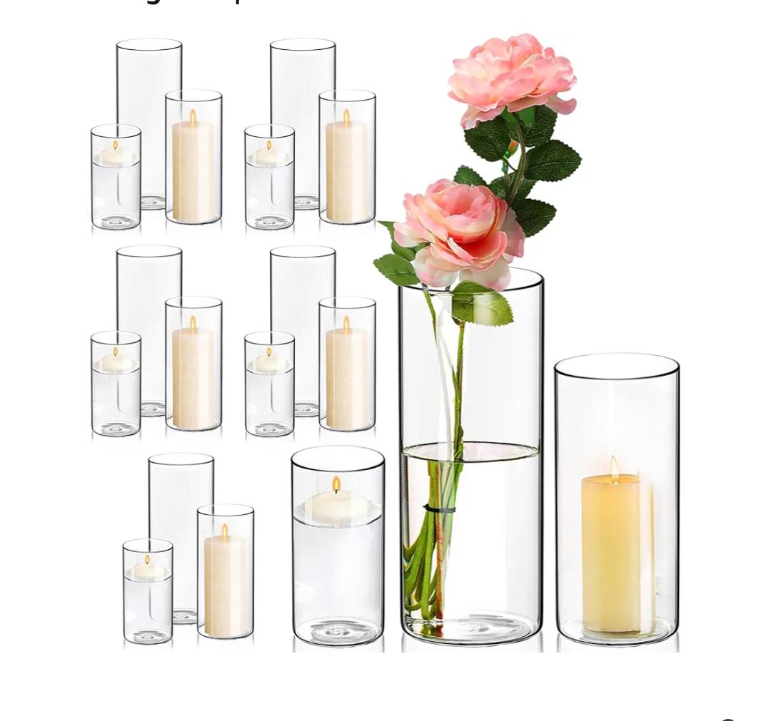 18 Pack Glass Cylinder Vases Set, 6,8,10 Inch Clear Cylinder Vases Candle Holder for Centerpirces Decoration, Tall Clear Flower Hurricane Candle Holder for Wedding Party Home Decor 18 Pack Glass Cylinder Vases Set, 6,8,10 Inch Clear Cylinder Vases Candle Holder for Centerpirces Decoration, Tall Clear Flower Hurricane Candle Holder for Wedding Party Home Decor