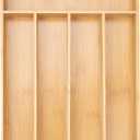 Besilord Silverware Organizer Kitchen Drawer Organizer Utensil Organizer Bamboo Silverware Holder Cutlery Organizer in Drawer Flatware Organizer Tray(5 slots, Natural)