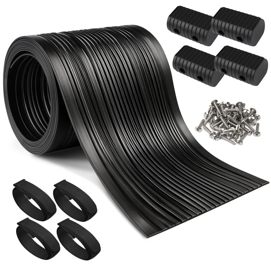 QSWODIS 24ft Boat Trailer Bunk Wrap Kit, 2"x4" PE Waterproof Synthetic Bunk Cover with Endcaps, Screws & Straps, Heavy-Duty Flatbed Trailer Bunk Protector, Black