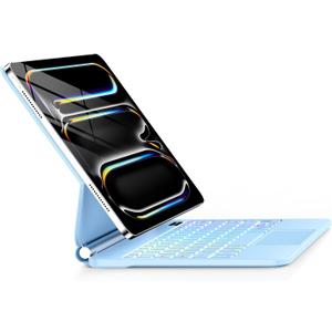 GGQFGTOJ for iPad Pro 13 Inch Case with Keyboard (M5/M4, 2025/2024)，MagicStyle Magnetic – 7 Colors Backlight Floating Cantilever Stand  MultiTouch Trackpad Keyboard Case for iPad Pro 13. (Blue)