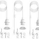 Plug in Light Socket,Pendant Light Cord Lamp Kit, 16Ft Pendant Light Cord Kit E26/E27 Light Socket Hanging Lantern Lamp Cord with On/Off Switch,Socket Rings (whyui3)