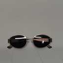 livho Retro Polarized Sunglasses - UV400 Protection, Oval Shape, Metal Frames - Matching Soft Case Inlcuded