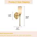 Alabaster Wall Sconce, 15.4inch Natural Marble Lampshade Wall Sconce, Hardwired Sconce LED Modern Wall Lamp for Bedroom, Stairs, Living Room, Bedside, Hallway Gold