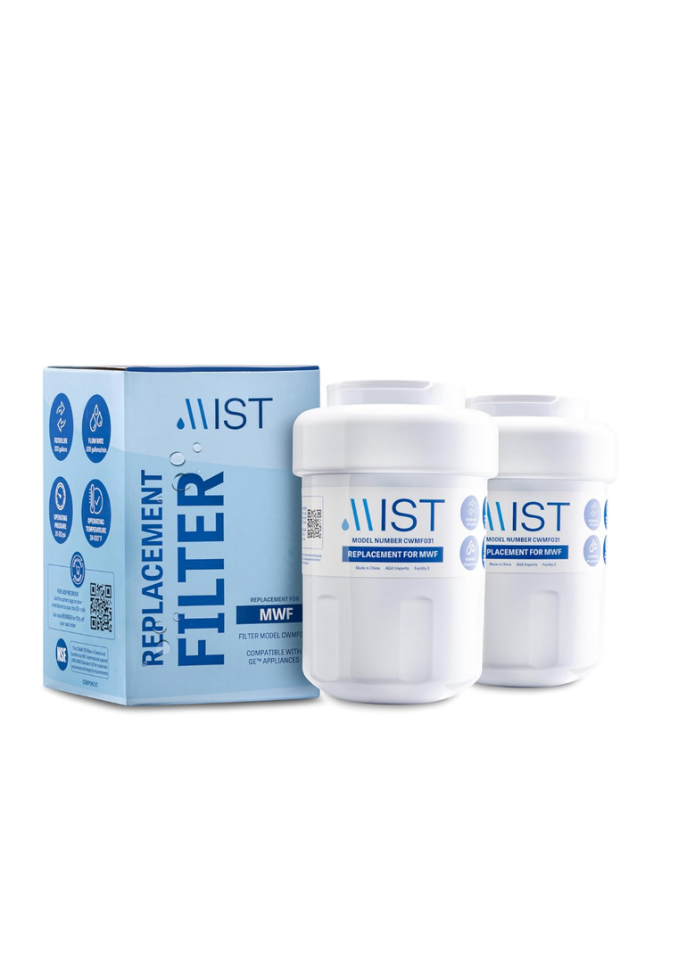 MIST Replacement for MWF Water Filter for GE, Refrigerator Water Filter compatible with MWFP, MWFA, GWF, HWF, Smart Water, WFC1201, Kenmore 9991, 469991, WFC1201, GSE25GSHECSS (Set Of 2) 4 Pack