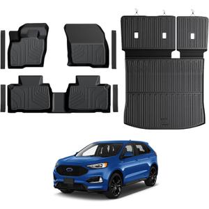 Floor Mats for Ford Edge 2015-2026, All Weather Floor Mats Trunk Cargo Liner with Backrest Protectors and Door Sill Guards Accessories, Full Coverage Set