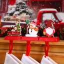 Alupssuc 3 Pcs Christmas Stocking Holders for Mantle, Christmas Stocking Hangers for Fireplace-Weighted Stocking Hooks for Mantel&Christmas Holiday Party Decoration-Santa Claus, Gift Car, Snowman