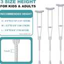 Aluminum Crutches for Adults & Seniors, Adjustable Crutches for Walking, Comfortable Lightweight Crutch with Underarm Pad and Crutch Bag & Hand Grip, 300 LB Weight Capacity, Fitting 5'2"-5'8",1 Pair