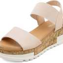 DREAM PAIRS Women's Open Toe Casual Platform Sandals (8.5, Nude-2)