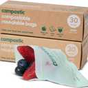 Compostic Compostable Snack Bags, Snack Size (60 Count) Starter Pack Resealable Zip-Seal, Plant-Based, Home Compostable, Freezer Safe, BPA-Free, Non-Toxic, GMO-Free Food Storage Bags