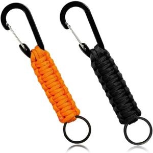 2 Pieces Carabiner Keychain Hook Paracord Keychain with Carabiner Heavy Duty Keychain Lanyard for Backpack Outdoors