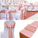 100 PCS Satin Chair Sashes Decorative Bow Chair Ribbon Bows Chair Cover Band Back Sashes Ties for Wedding Party Ceremony Reception Events Banquet Restaurant Home Kitchen Decor (7 x108 inch, Rose Gold)