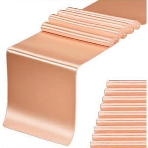 Satin Peach Table Runners 10 Pack for Wedding Parties - Gankar 12 x 108 inches Long, Ribbon Table Runners Birthday Banquet Hotel Restaurant Decorations (Peach, 10 Pieces)