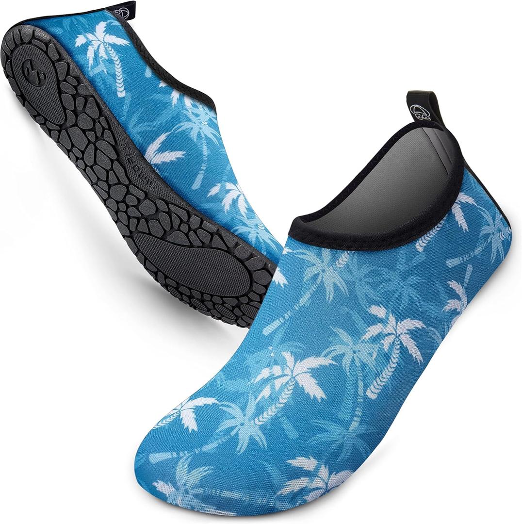 SIMARI Water Shoes for Women Men Aqua Socks Swim Surf Beach Barefoot Yoga Travel Camping Essentials Kayak Boat Accessories Quick-Dry Non Slip Adult Youth SWS002 (5-6 Women/3-4 Men, Coconut)