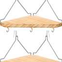 Fabric Wall Cubicle Corner Shelf with Hooks for Work Decor, Wooden Cubicle Organizer Storage Shelf with Hangers Cubicle Accessories for Women Men Desk, 2 Pack