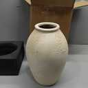 LE TAUCI Ceramic Vase, 11.5 Inch Large Rustic Farmhouse Vase, Tall Vase for Home Decor, Living Room Table & Mantel Centerpiece, Watertight & Sturdy, Matte Sandy Beige White