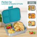 HOMEKOL Stainless Steel Bento Lunch Box Kids, 3 Compartments Metal Bento Box Container for Kids Adults, Leak-Proof Lunch Box for Office, Dishwasher Safe, BPA-Free, Blue