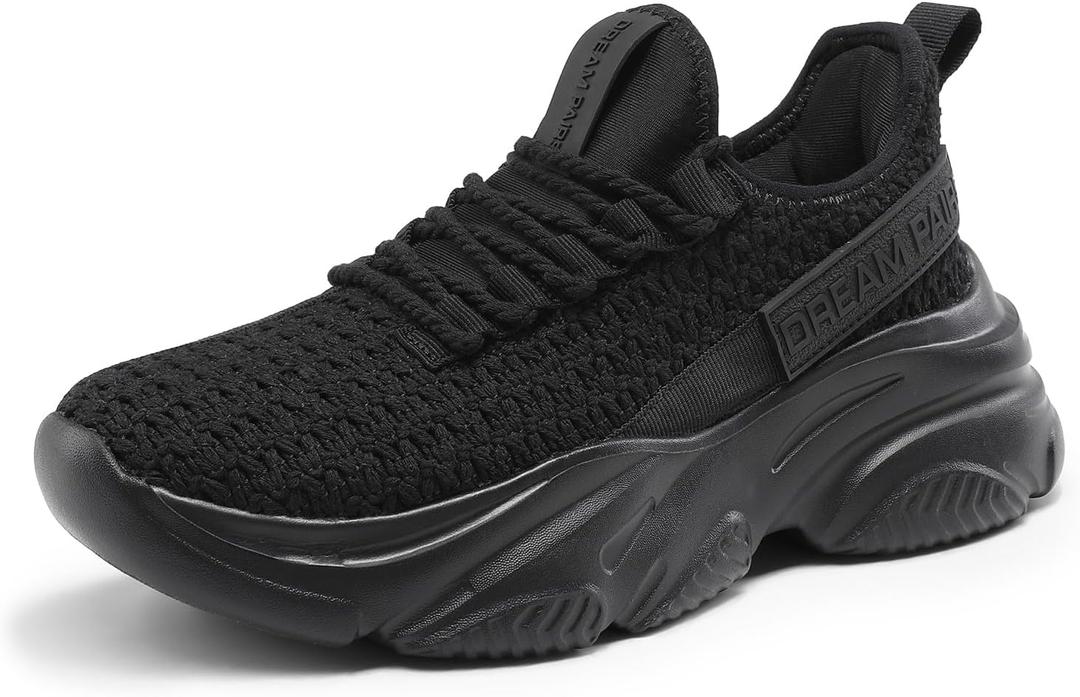 DREAM PAIRS Women's Platform Chunky Fashion Sneakers Slip on Walking Stylish Lightweight Classic Casual Sneaker (6.5, Black)