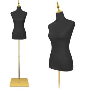 EaseHome Mannequin Body Female Mannequin Torso,Height Adjustable Black Leather Dress Forms for Sewing,Model Display Body Stand with Metal Bracket for Clothing Dress Jewelry Display