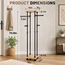 Novabright 71" Industrial Pipe Clothing Rack 4-Way Garment Rack with 2-Tier Solid Wood Shelves Heavy Duty Retail Display Stand for Boutiques Home Entryway Clothes Storage for Dresses Coats Shoes