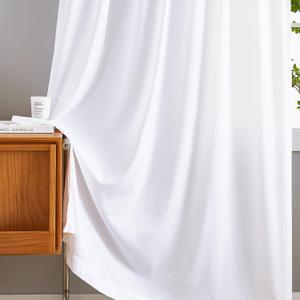 Sheer Curtains 84 inch Length 2 Panels White Semi-Sheer Rod Pocket Drapes with Light Filtering & Non-See-Through Privacy curtains for Bedroom, Living Room, Silky-Soft Tencel Velvet Fabric, 52"W x 84"L