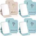 8 x Novabright 8 Pack Bridesmaid Proposal Compact Mirrors, Floral Engraved Folding Makeup Pocket Mirror Set for Women, Bridal Shower Bachelorette Party Wedding Favors Gifts(Blue, White)