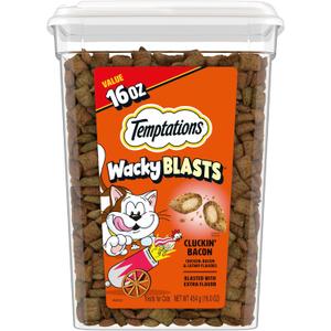 Temptations Wacky Blasts Cat Treats, Cluckin Bacon Flavor, 16 oz. Pouch (EXP 09/30/27)