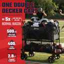 Sekey 500LBS Heavy Duty Double Decker Wagon with Extender, 400L Large Capacity Collapsible Garden Cart Fits 10x10 Canopy, All-Terrain Big Wheels with Brakes, Foldable Utility Wagon for Sports, Camping