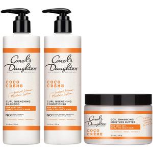 Carols Daughter Coco Creme Sulfate Free Shampoo and Conditioner Set with Silicone Free Hair Butter, for Very Dry Curly Hair, with Coconut Oil and Mango Butter