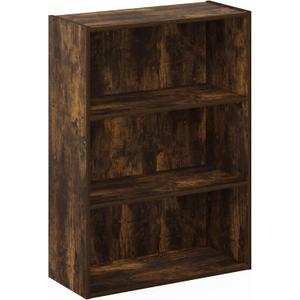 Furinno Pasir 3-Tier Open Shelf Bookcase, Amber Pine (3-Tier, Amber Pine)