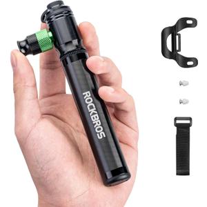ROCKBROS Mini Bike Pump 110PSI Hand Pump and CO2 Inflator Dual Purpose Presta and Schrader Valve Compatible Bicycle Tire Pump for Road and Mountain Bikes Insulated Sleeve - No CO2 Cartridges Included