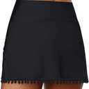 GRAPENT Women's High Waisted Bikini Bottoms Ruched Swimsuit Tulip Hem Swim Skirt (Black, Large)
