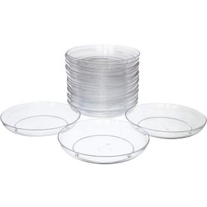 Royal Imports 9" Clear Plastic Saucer Plant Drip Tray, Low Pie Plate, Floral Flower Dish, Wedding, Party, Home and Holiday Decor, 24 Pack (9")