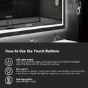 ROOMTEC 48 x 32 Inches LED Bathroom Mirror with Lights, Vanity Mirror with Front and Backlight, Smart Dimmable Anti-Fog LED Mirror for Bathroom, Memory Function, Tempered Glass (Horizontal/Vertical)