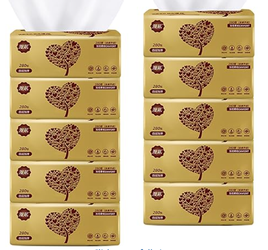 10 Packs Soft Small Facial Tissue, Disposable Facial Napkin, Wood Pulp Fiber Material NOT COTTON, Facial Towel, White Facial Paper Tissue, 4-Ply, 10 Pack, 280 Sheets per Pack, 2800 Sheet In Total