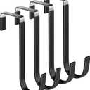 Over the Door Metal Hooks with Plastic Coating 1 Year Returnless Refund 5.5" Fit 0.5" to 1 3/8" Door 4 Pcs Heavy Duty Single Towel Robe Rack Wreath Bathroom Shower Hanger Shoe Organizer Ironing Board