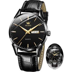 OLEVS Amazon Watches,Brown Leather Watch for Men,Men Day Date Watch,Men's Luminous Watch,Dress Watch for Men,Rose Gold Watch for Men,Men's Fashion Quartz Watch,Waterproof Brown Man Watches