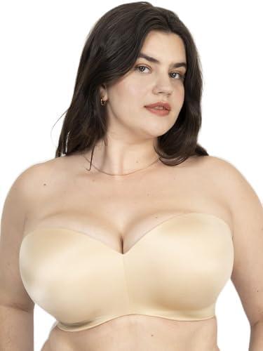 Curvy Couture Women's Strapless Multi-Way Bra – Smooth Design, Versatile Straps & Comfortable Support, 44H