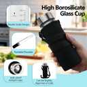 Glass Juice Water Bottles 2 Pack 20 OZ,Wide Mouth Glass Water Bottles with Lids and Sleeve,for Juicing, Smoothies, Milk, Protein, Reusable, Leak Proof, Shaker bottle