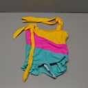 YOUNGER TREE Toddler Swimsuit Girl Color Block Stripe One-Piece Swimwear Baby Girl Bathing Suits (3-4T, Yellow-green)
