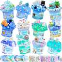12 Pack Slimes, Blue Slime Kit, Clear Butter Slimes Cloud Slimes Fluffy DIY Kit for Girls Boys, Slime Party Favors Goodie Bag Easter Basket Stuffers, 4 5 6 7 8 9 10 Year Old Birthday Gift Cute Stuff