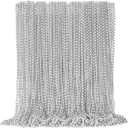 EOBOH 72PCS Bead Necklace, Silver Christmas Bead Necklace Party Favors Bulk, 33" Xmas Necklaces Stuff, Festival Events Parade Throw Accessories for Xmas Mardi Gras Wedding Birthday Celebrations Decor