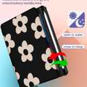 Uppuppy for iPad Mini 7/6 Case - for iPad Mini 6th/7th Generation Cases Women Cute Folio Cover with Pencil Holder Girls Girly Black Flower Pretty Rotating Stand for Apple Mini 6/A17 Pro Case 8.3 Inch