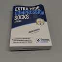 Doctor's Select 3 Pairs Plus Size Compression Socks Wide Calf - Up to 6XL | 20-30 mmHg Compression Socks for Women Wide Calf Blue, Light Blue, Purple & Pink (Stripes)